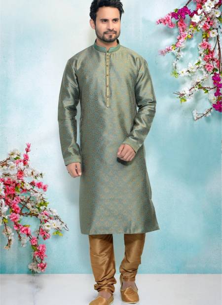 Teal Green Colour Designer Fancy Party And Function Wear Traditional Jaquard Silk Brocade Kurta Pajama Redymade Collection 1031-8354